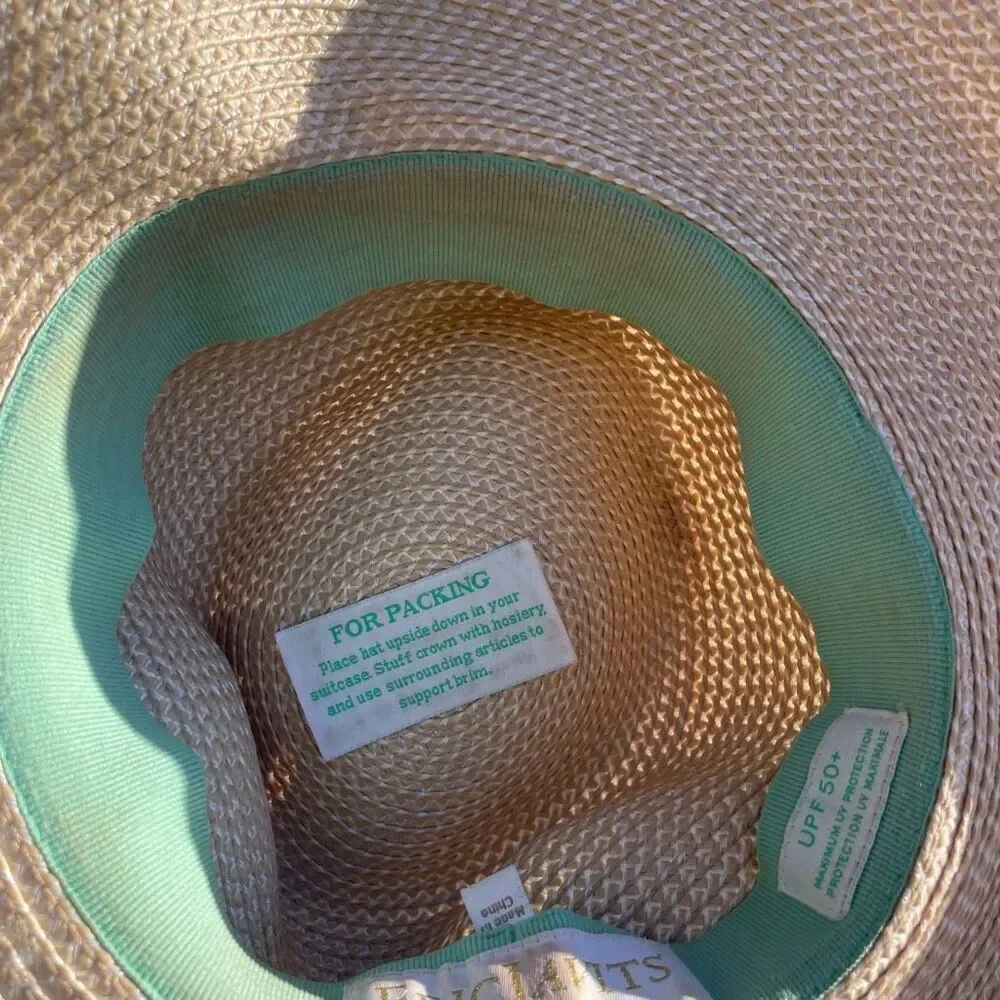 Eric Javits Wide-Brim Straw Sun Hat in Natural Cream